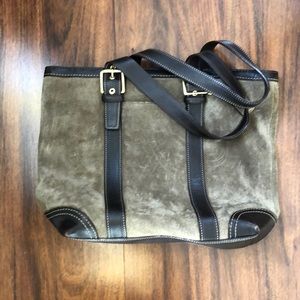 Coach brown leather and beige suede bag